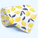 Wasserfarben-Muster Citrus Neck Tie Krawatte<br><div class="desc">Hübsches Zitronenmuster aus Aquarell in Gelb mit marineblauen Blätter auf weißem Hintergrund für eine fruchtige Sommeraufnahme des visuellen Vitamins C. Originale Kunst von Nic Squirrell.</div>