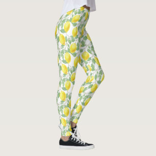 Wasserfarben-Muster mit Zitronenbaum-Blätter Leggings
