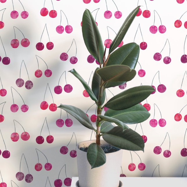 Wasserfarben-Muster Tapete (Sweet watercolor cherry pattern art wallpaper)