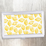 Wasserfarben-Muster Visitenkarten Dose<br><div class="desc">Hübsches Zitronenmuster in Aquarellfarbe, perfekt für Köche, Koch, Caterer und alle Lebensmittelgeschäfte. Originelle Kunst von Nic Squirrell.</div>