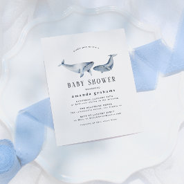 Wasserfarben Mutter Baby Whale Nautical Baby Dusch Einladungspostkarte