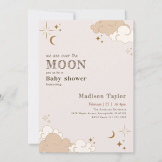 Wasserfarben-Mystischer-Halbmond-Baby-Party Einladung