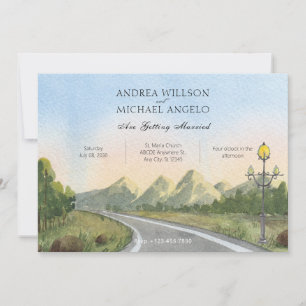 Wasserfarben Naturlandschaft Hochzeit Einladung