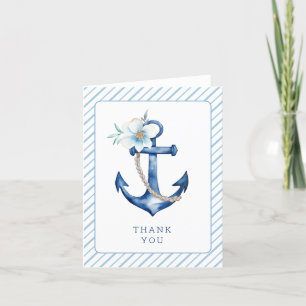 Wasserfarben Nautical Baby Dusche Blumenanker Dankeskarte