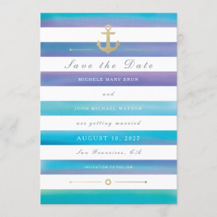 Wasserfarben-Nautische Hochzeit speichert die Datu Save The Date