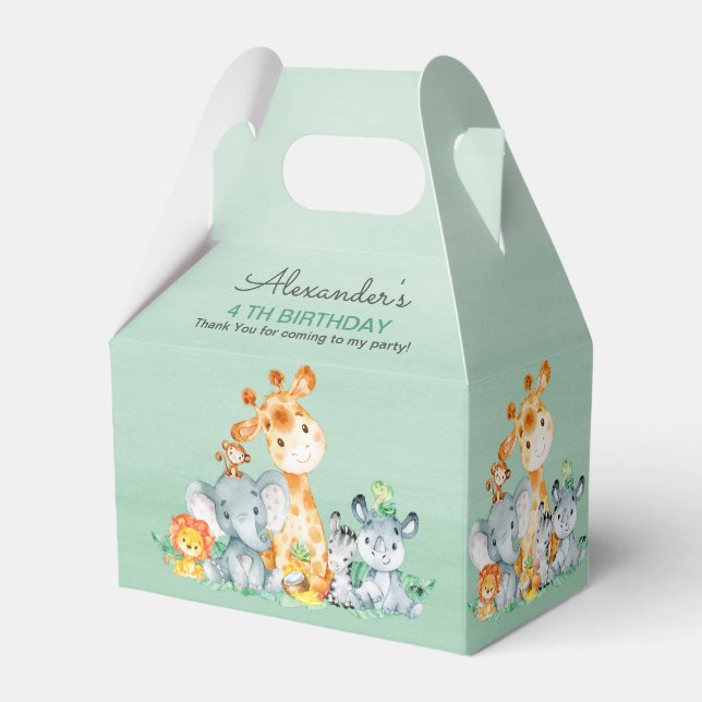 Wasserfarben Niedlich Safari Jungle Tiere Geburtst Geschenkschachtel (Vorderseite)