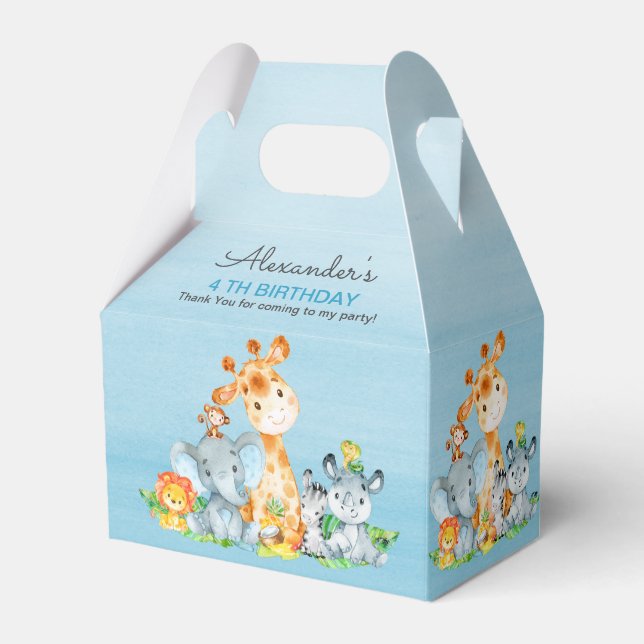 Wasserfarben Niedlich Safari Jungle Tiere Geburtst Geschenkschachtel (Vorderseite)
