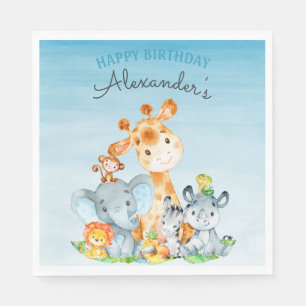 Wasserfarben Niedlich Safari Jungle Tiere Geburtst Serviette