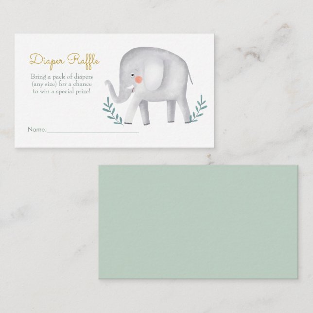 Wasserfarben Niedlicher Elephant Diaper-Umklammeru Begleitkarte (Vorne/Hinten)