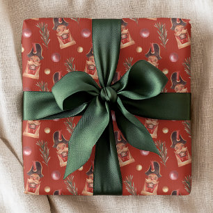 Wasserfarben-Nussknacker-Fichten-Weihnachtsmuster Geschenkpapier