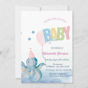 Wasserfarben-Oktopus-Ballon-Sommer-Baby-Party  Einladung