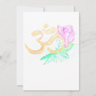 Wasserfarben-OM-Symbol mit Blume Einladung