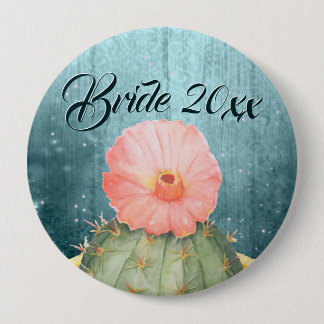 Wasserfarben Orange Cactus Bloom Wedding Button