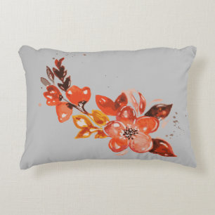 Wasserfarben-orange Dekorationskissen mit Blumenmu Dekokissen