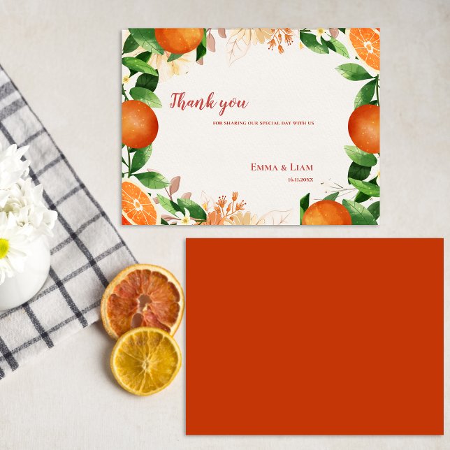 Wasserfarben Orange Fruit Citrus Hochzeit Vielen D Postkarte (Watercolor Orange Fruit Citrus Wedding Thank You Postcard)