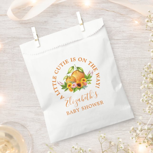 Wasserfarben Orangen Blütendusche Kleine Süsse Bab Geschenktütchen (Ausgeschnitten)