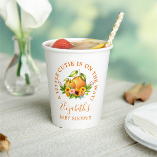 Wasserfarben Orangen Blütendusche Kleine Süsse Bab Pappbecher