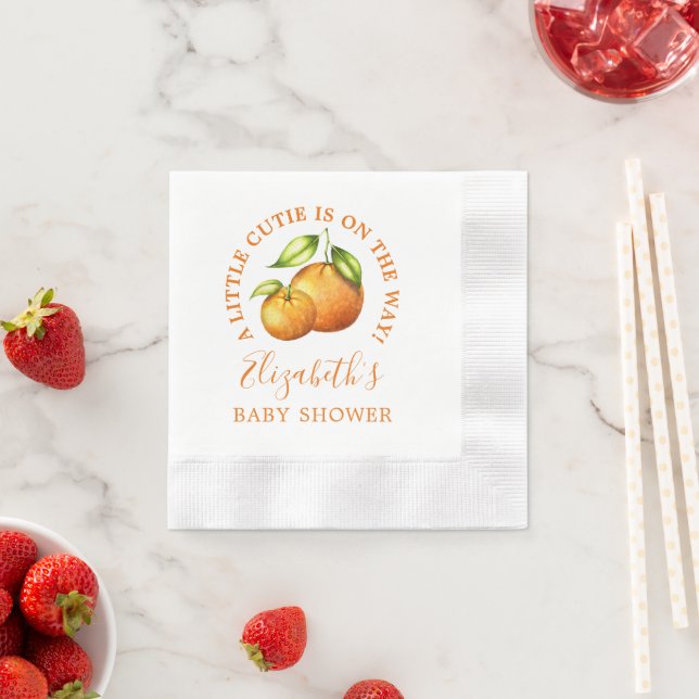 Wasserfarben Orangen Eine kleine Süsse Babydusche Serviette (Beispiel)