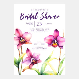 Wasserfarben-Orchid-Brautparty Einladung