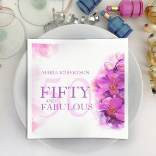 Wasserfarben-Orchideen-Blume 50. individuelle Name Serviette