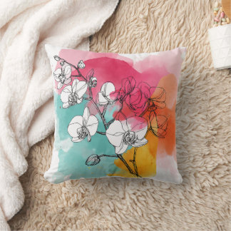 Wasserfarben-Orchideen-Kissen Kissen