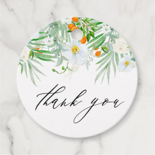 Wasserfarben-Orchideen- und Kumquat-Hochzeit-Danke Geschenkanhänger