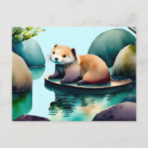 Wasserfarben-Otter, Postüberquerung Postkarte