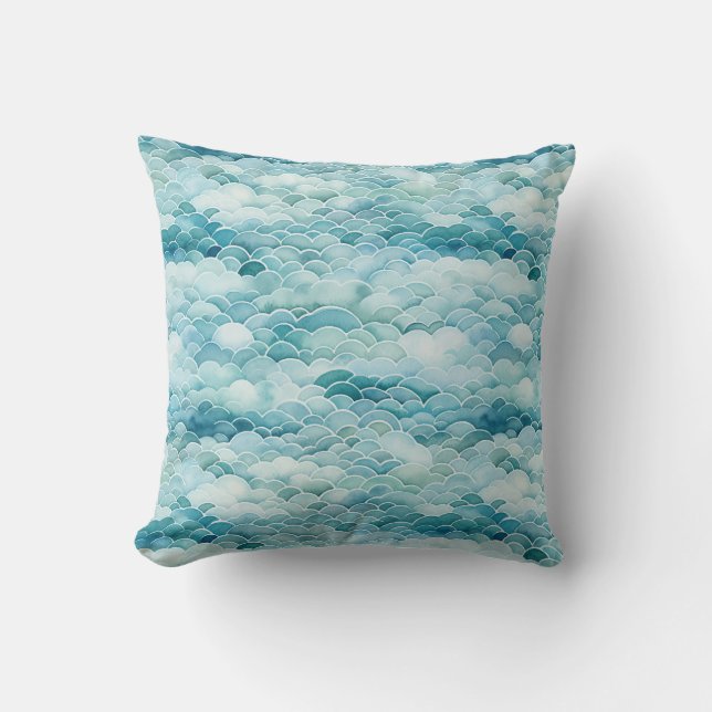 Wasserfarben Ozeanwellen Malerei Art Pillow Gesche Kissen (Vorderseite)