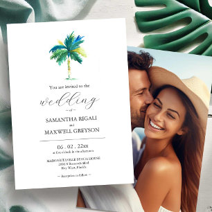 Wasserfarben-Palmenfoto-Hochzeitseinladung