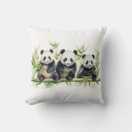 Wasserfarben-Panda-Bärentriplets Kissen