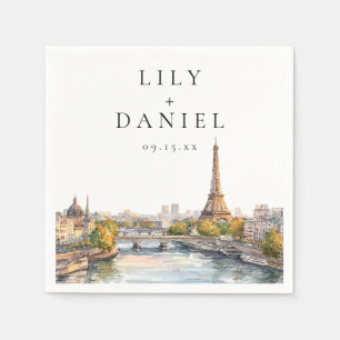 Wasserfarben Paris Frankreich Ziel Hochzeit Serviette