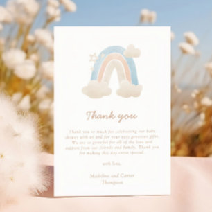 Wasserfarben Pastel Boho Rainbow Kinderdusche Dankeskarte