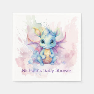 Wasserfarben Pastel Dragon Girl Babydusche Serviette
