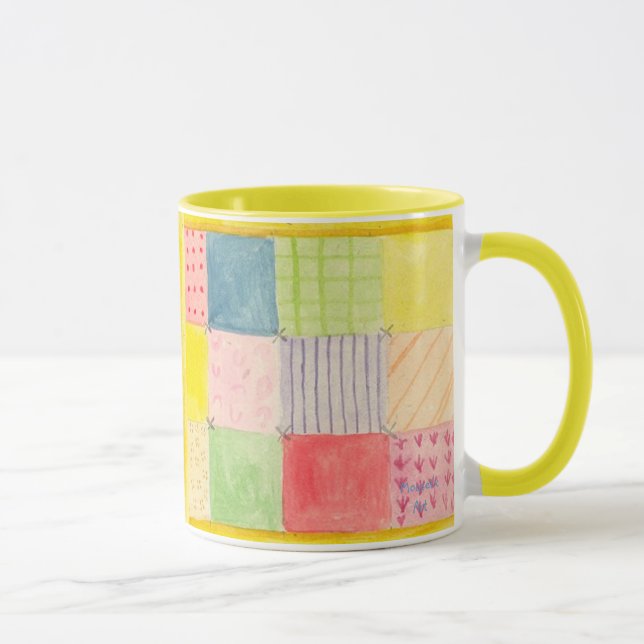 Wasserfarben-Patchwork Quilt-Tasse Tasse (Rechts)