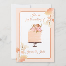 Wasserfarben-Peach-Floral Hochzeitthema Einladung