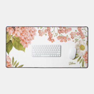 Wasserfarben Peach Hydrangeas Personalisiert Schreibtischunterlage