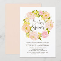 Wasserfarben Peach Peony Wreath Babydusche