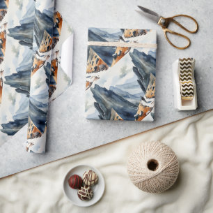 Wasserfarben Person Wandern Berg Geschenkpapier