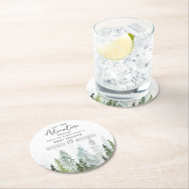Wasserfarben Pine Tree Forest Baby Dusche Runder Pappuntersetzer