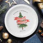 Wasserfarben Pine Tree Merry Little Baby Dusche Pappteller<br><div class="desc">Feiern Sie stilvoll mit diesen trendigen Baby-Dusche-Papier-Tellern. Das Design ist leicht mit Ihrer eigenen Formulierung zu personalisieren und Ihre Familie und Freunde werden begeistert sein,  wenn sie diese fabelhaften Party-Teller sehen.</div>