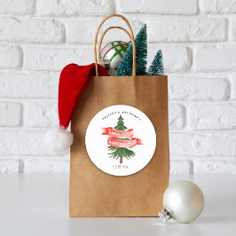 Wasserfarben Pine Tree Merry Little Baby Dusche Runder Aufkleber