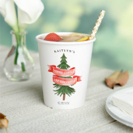 Wasserfarben Pine Tree Merry Little Birthday Pappbecher