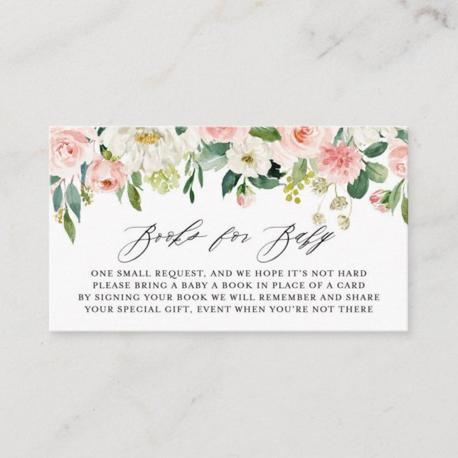 Wasserfarben Pink Peach Blumengarten Buchanfrage Begleitkarte (Vorderseite)