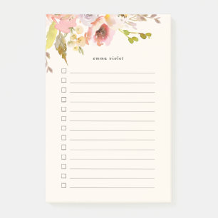 Wasserfarben pink und cremefarben - Liste Post-it Klebezettel