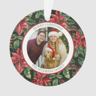 Wasserfarben-Poinsettia-Blume-Muster Foto Ornament