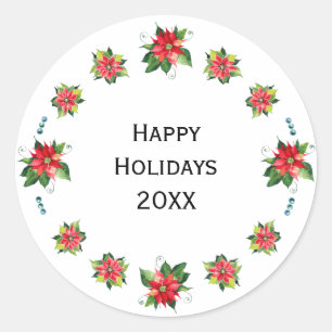 Wasserfarben-Poinsettia - Holiday-Circle-Aufkleber Runder Aufkleber