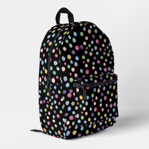 Wasserfarben-Polka-Punkte auf schwarz Bedruckter Rucksack