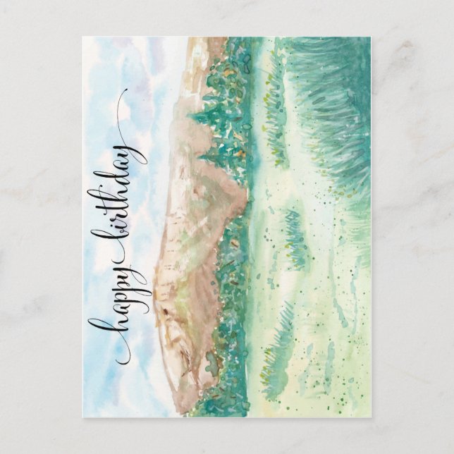 Wasserfarben-Postkarte für ihn, Wasserfarbengebirg Postkarte (Vorderseite)
