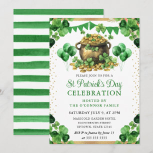Wasserfarben-Pot des Goldenen St. Patrick's Day Einladung