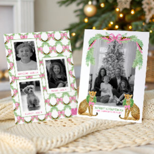 Wasserfarben-Preppy-Leoparden-Girlande Weihnachten
